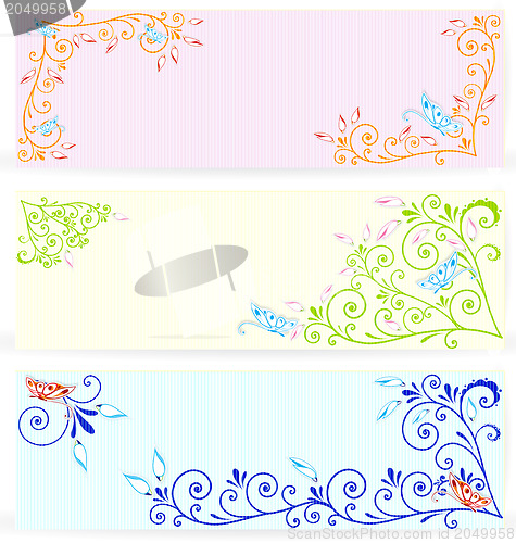 Image of Butterfly on swirl texture banners 