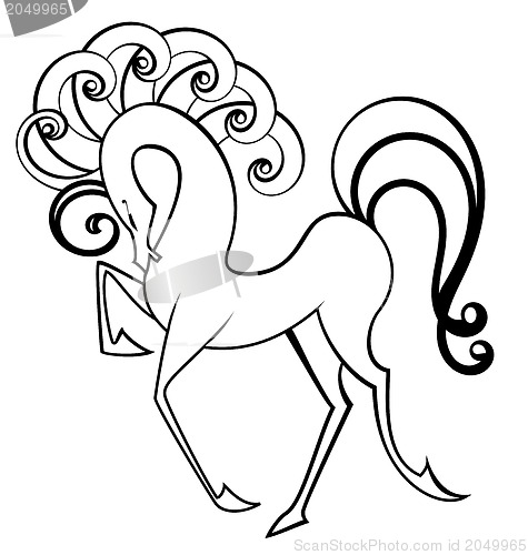 Image of Black and white swirl horse 