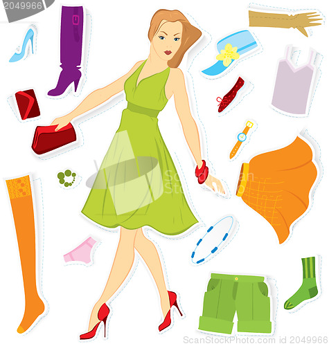 Image of Clothes sticker and girl 