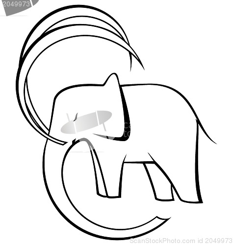 Image of Black and white elephant 