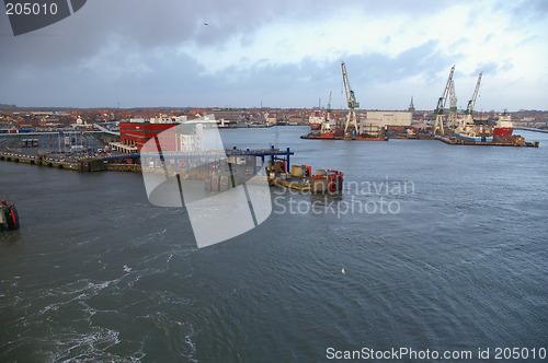 Image of Ship leaving Frederikshavn in Jutland in Denmark