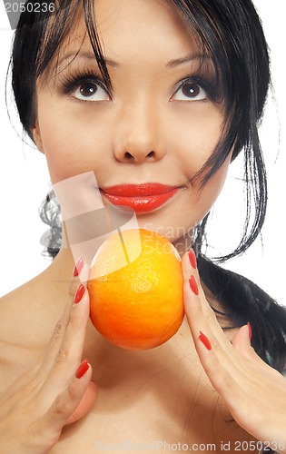 Image of Woman and orange