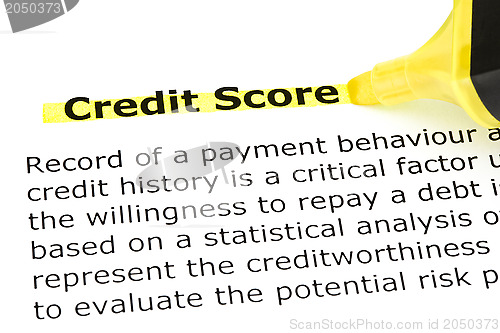 Image of Credit Score highlighted in yellow