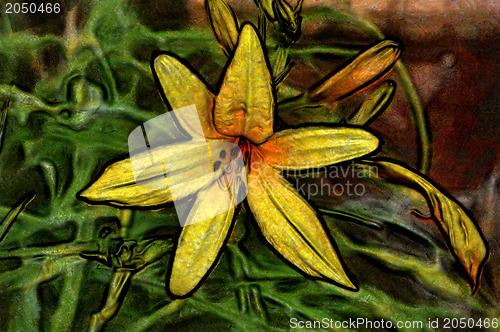 Image of Yellow Lilly Flower Painting 