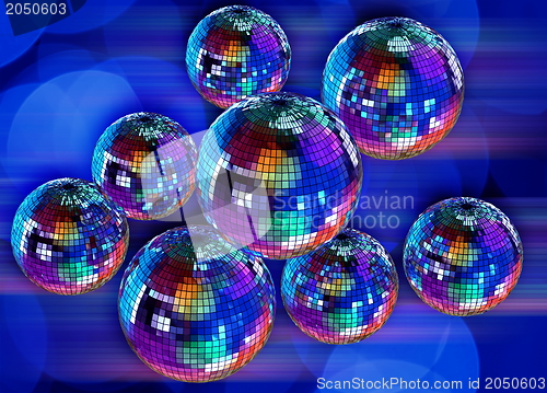 Image of Colorful funky background with mirror disco balls