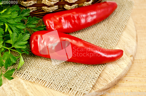 Image of Peppers on a wooden board