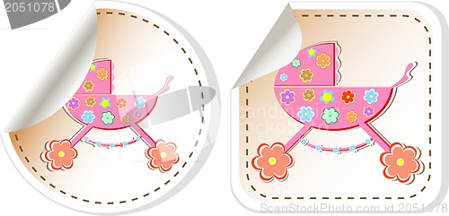 Image of Baby stroller: baby stroller in stickers label tag set