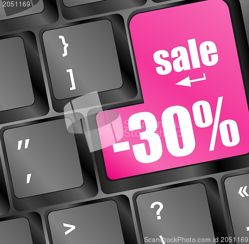 Image of Shopping on-line , red key sale on keyboard