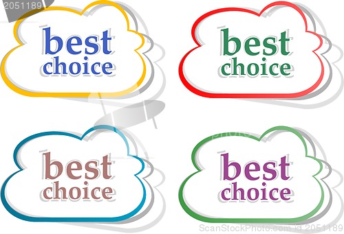 Image of Retro speech bubbles set with best choice message