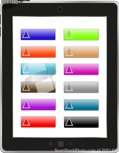 Image of Tablet PC with abstract background and icons