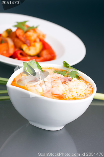 Image of Bowl of Thai Shrimp Soup