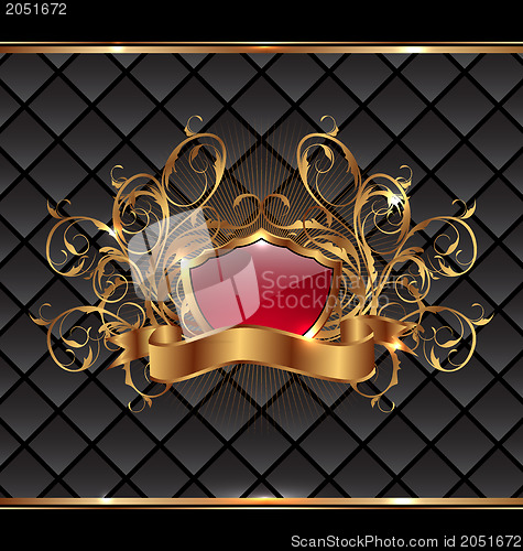 Image of Gold elegance frame with heraldic shield