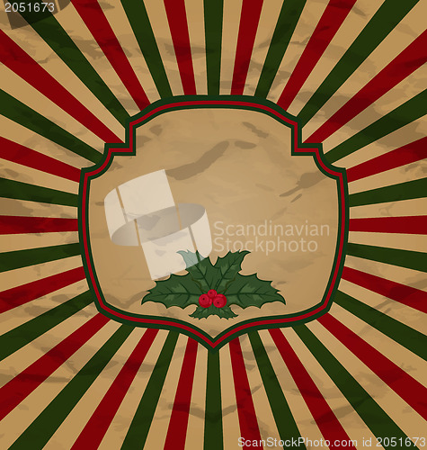 Image of Retro vintage celebration card with holly berry