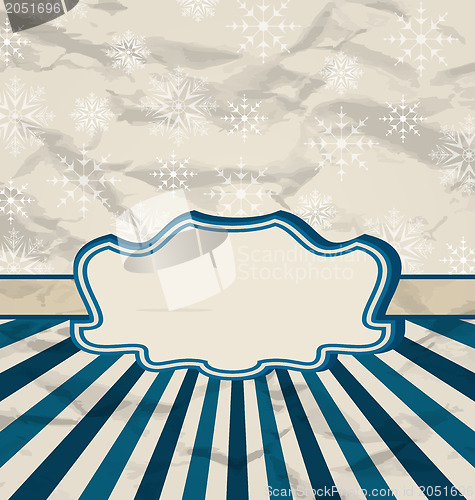 Image of Retro vintage celebration card with snowflakes