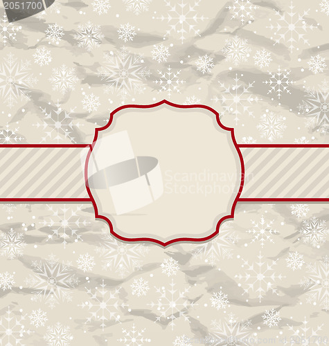 Image of Old vintage invitation with snowflakes