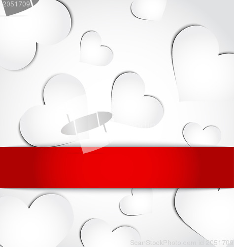 Image of Valentine's day invitation with paper hearts