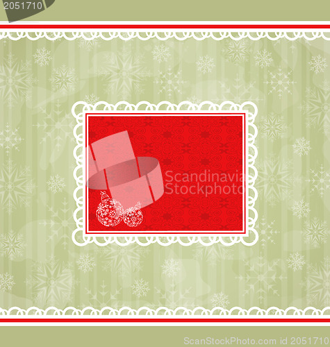 Image of Christmas retro card, ornamental design elements