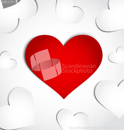 Image of Card of Valentine's day with paper hearts