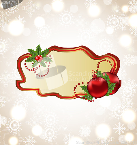 Image of Greeting elegant card with Christmas ball