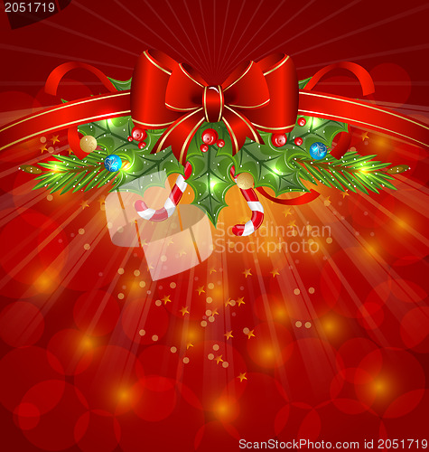 Image of Christmas glowing packing, ornamental design elements