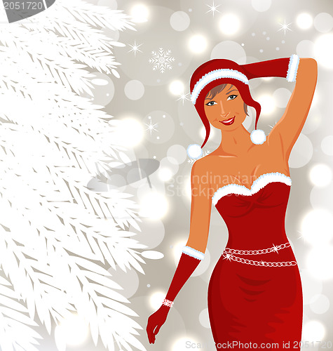 Image of Christmas beautiful disco diva, holiday background