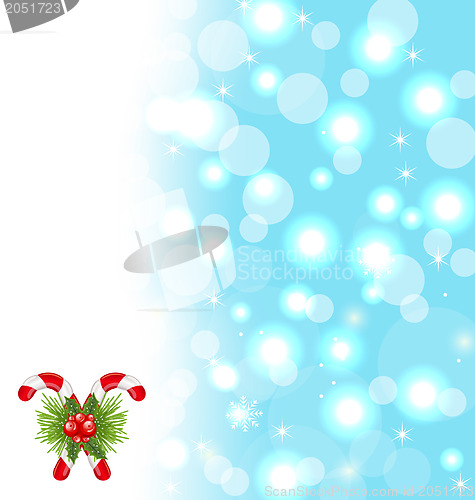 Image of Christmas cute wallpaper with sparkle, snowflakes, sweet cane