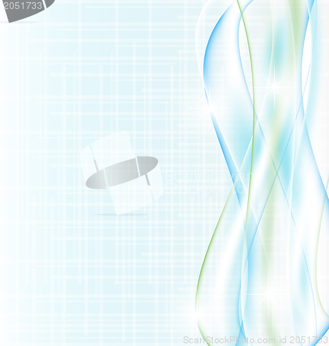 Image of Illustration abstract blue wave background