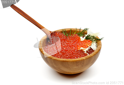 Image of Red Caviar in Wood Bowl
