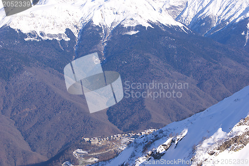 Image of Winter mountain valleys and peaks