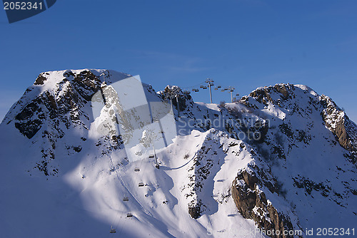Image of Mountains with a cable car in the far