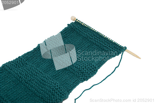 Image of Unfinished scarf on knitting needle