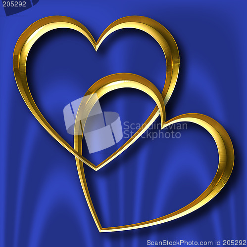 Image of Gold Hearts on Blue Silk