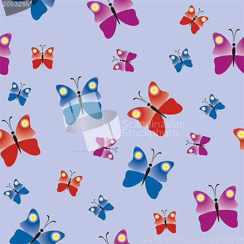 Image of Seamless pattern with colorful butterflies, butterfly background