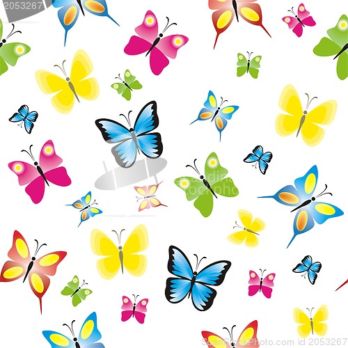 Image of Seamless pattern with colorful butterflies, butterfly background