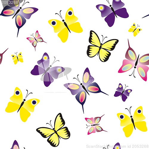 Image of Seamless pattern with colorful butterflies, butterfly background