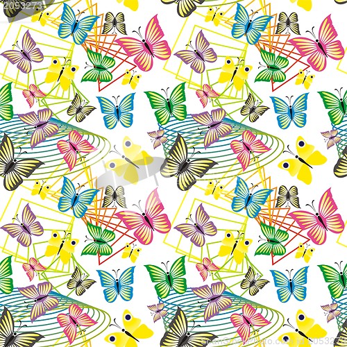 Image of Seamless pattern with colorful butterflies, butterfly background