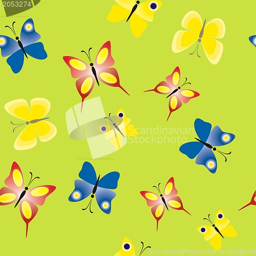 Image of Seamless pattern with colorful butterflies, butterfly background