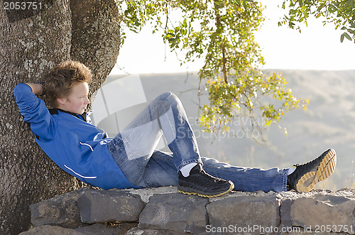 Image of Teenager rest at nature