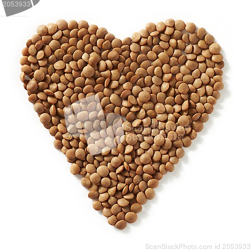 Image of brown lentils heart