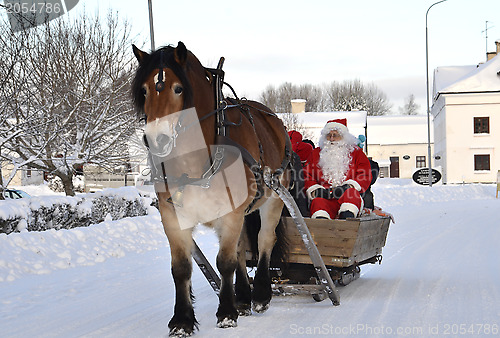 Image of Santa Claus on the road