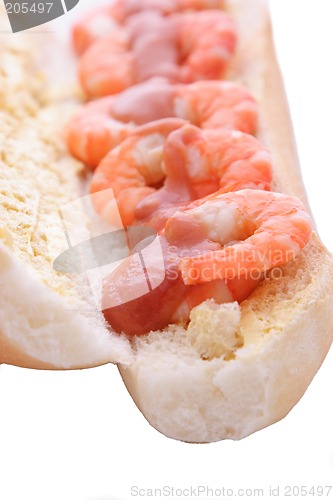 Image of Prawns on a Roll with Sauce