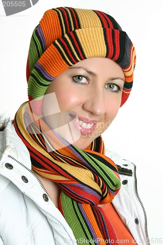 Image of Vibrant woman dressed for winter