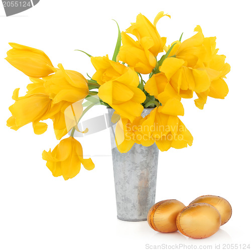 Image of Easter Eggs and Tulips