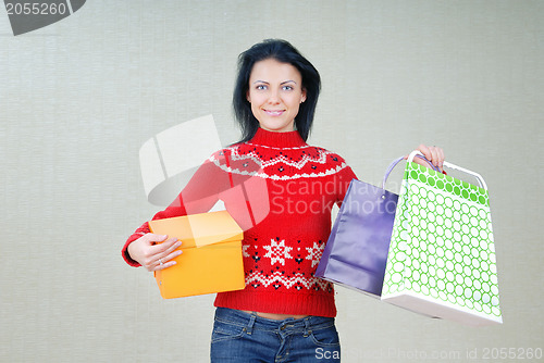 Image of Woman with gift packages