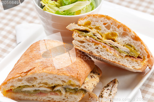 Image of Italian ciabatta panini sandwich chicken