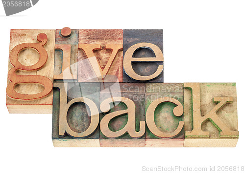 Image of give back words in wood type
