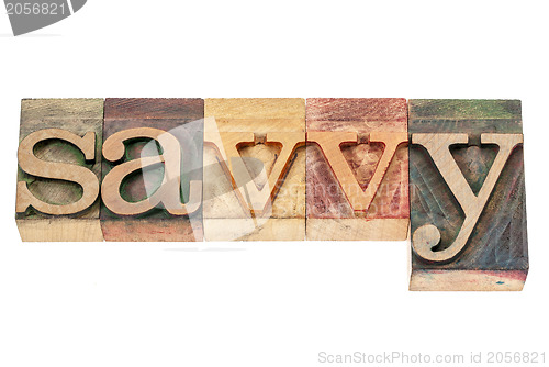 Image of savvy word in wood type