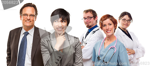 Image of Mixed Race Women and Businessman with Doctors or Nurses