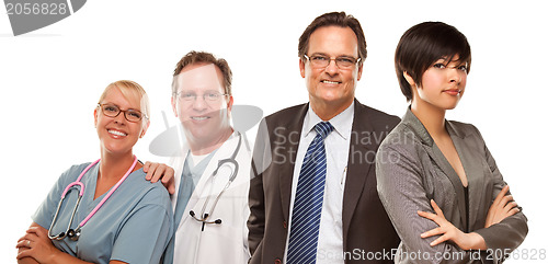 Image of Mixed Race Women and Businessman with Doctors or Nurses