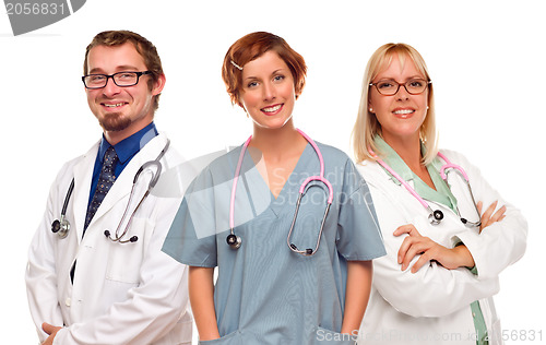 Image of Group of Doctors or Nurses on a White Background